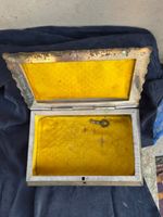 Antik Box Schmuckdose Neusilber m. Schlüssel, 14X18cm