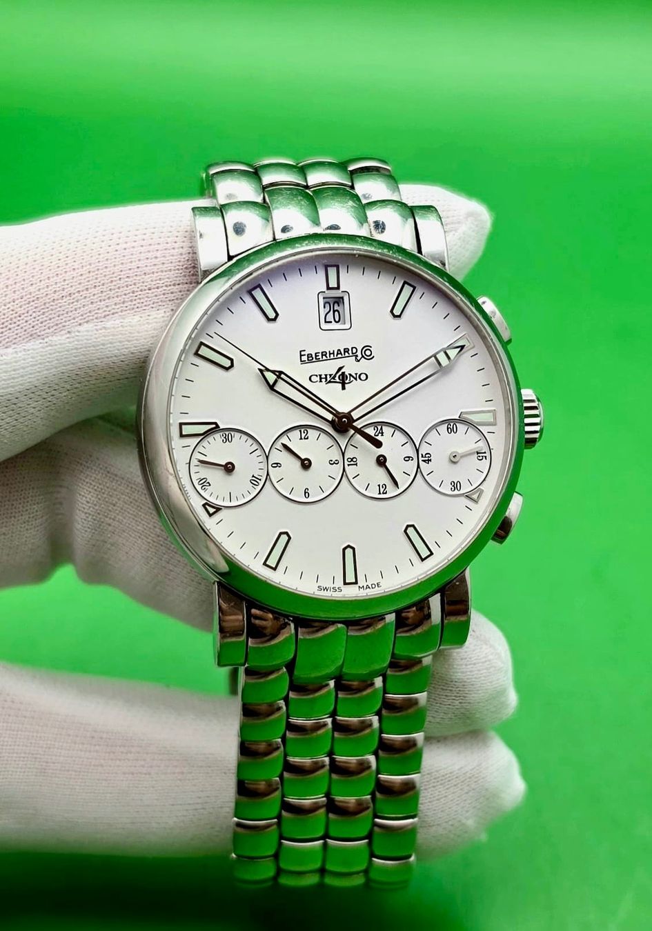 Eberhard & Co. Uhren: EBERHARD & Co CHRONO 4 AUTOMATIC CHRONOGRAPH  HERRE MEGA RAR – Gebraucht aus Neftenbach von Taschen-Uhren 6