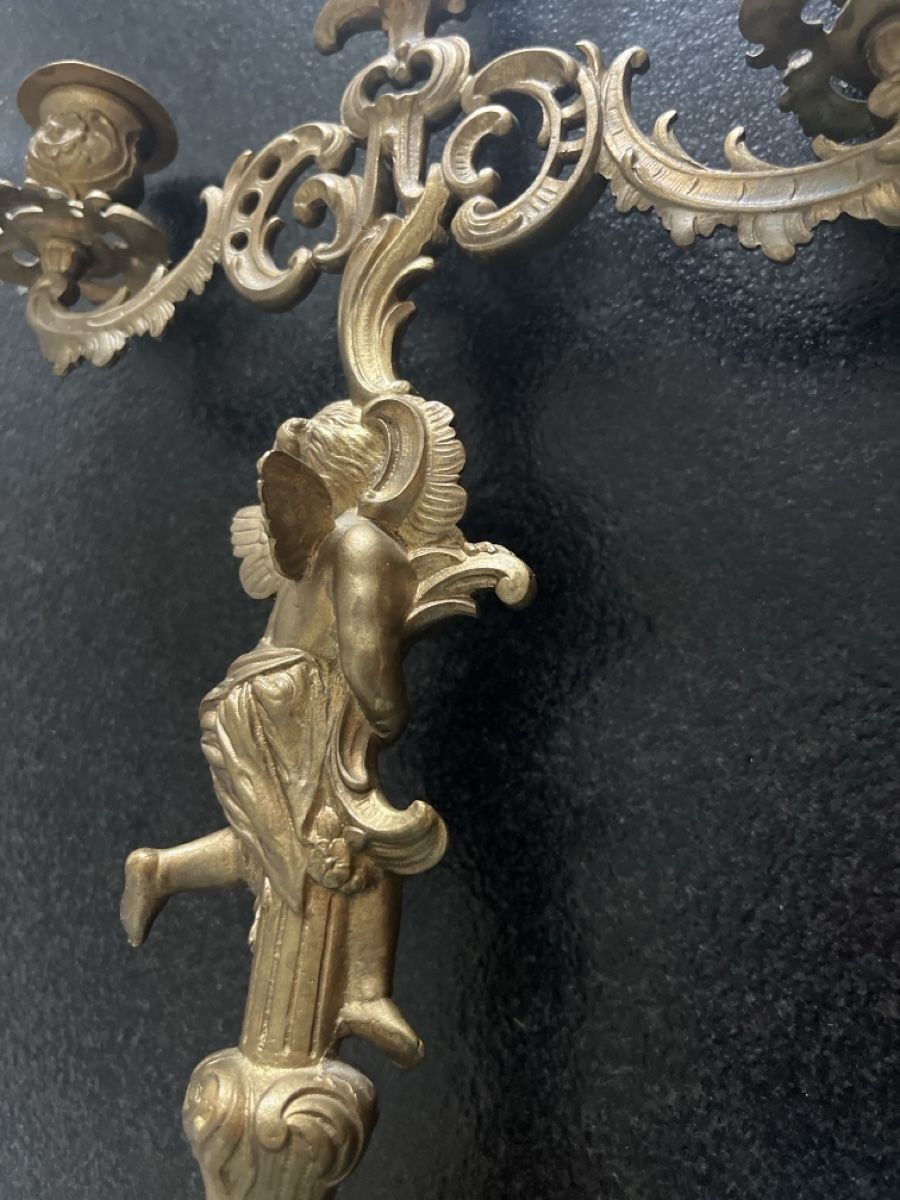 Portacandele: Paar Alte Bronzene Kerzenleuchter mit Engels – Usato da Brienz BE venduto da hey_z9vg 3