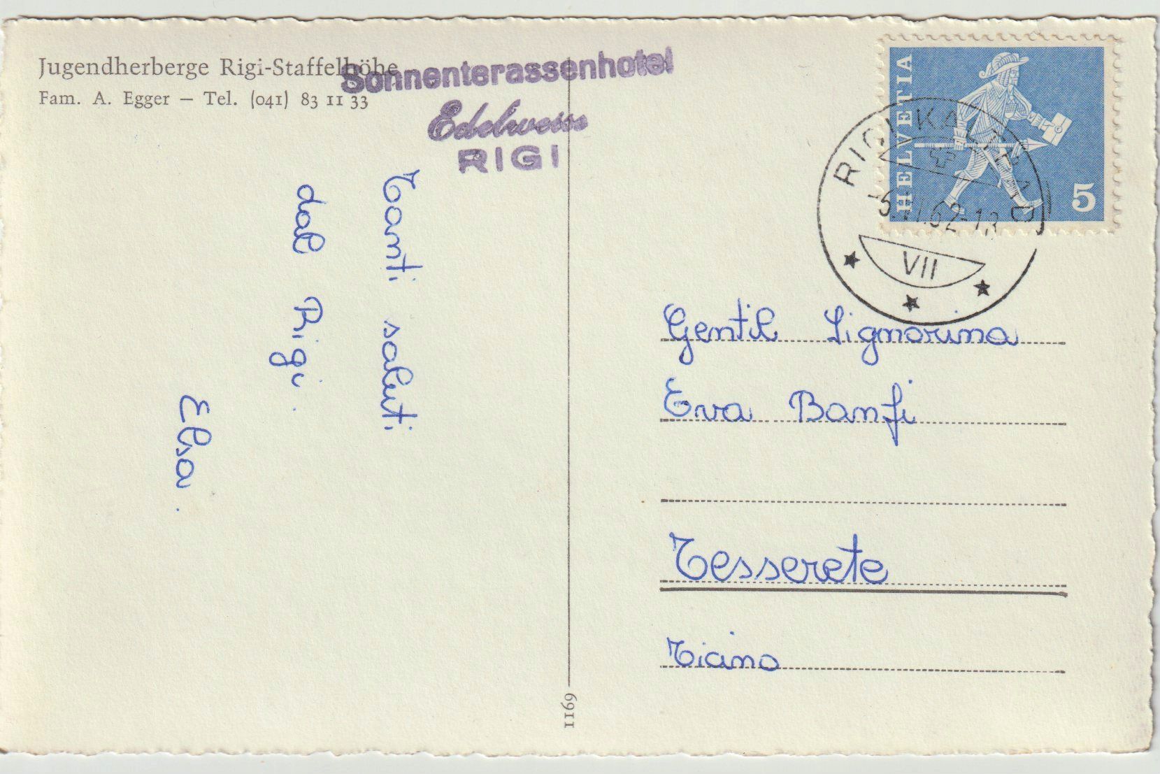 Cartoline postali: Jugendherberge Rigi-Staffelhöhe – Usato da Bedigliora venduto da positano 1