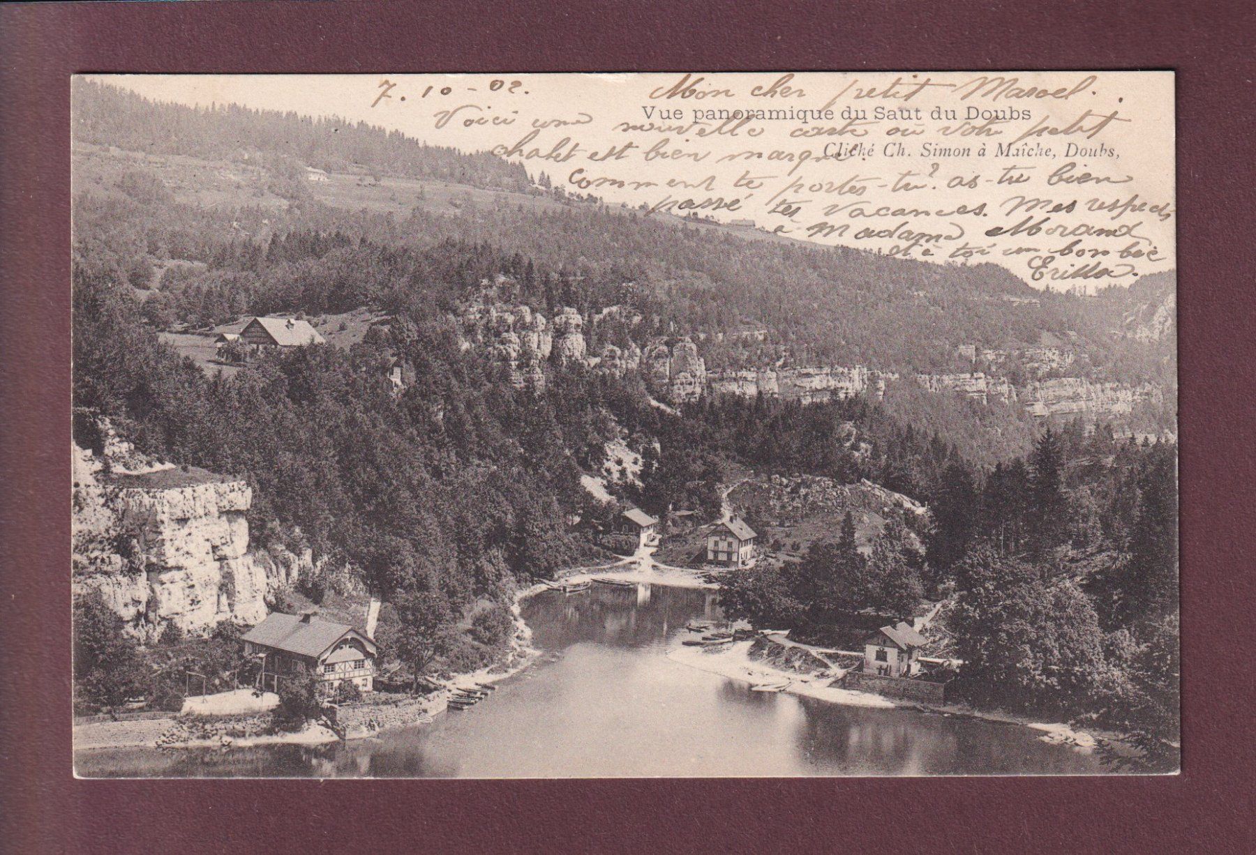 Ansichtskarten: Les Brenets - SAUT DU DOUBS - 1902 – Gebraucht aus Pully von nicecards