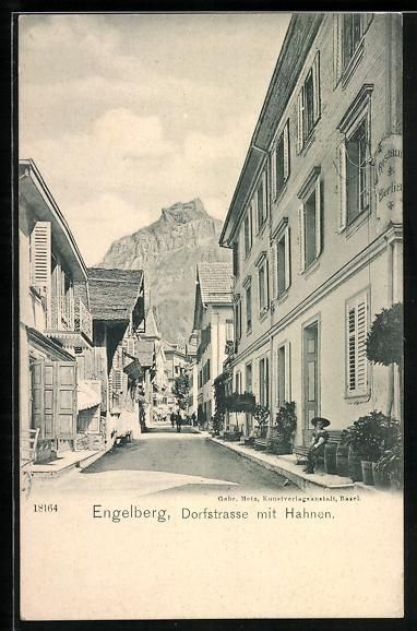 Cartoline postali: AK Engelberg /OW, Dorfstrasse mit Hahnen – Usato da Berlin venduto da bartko-reher