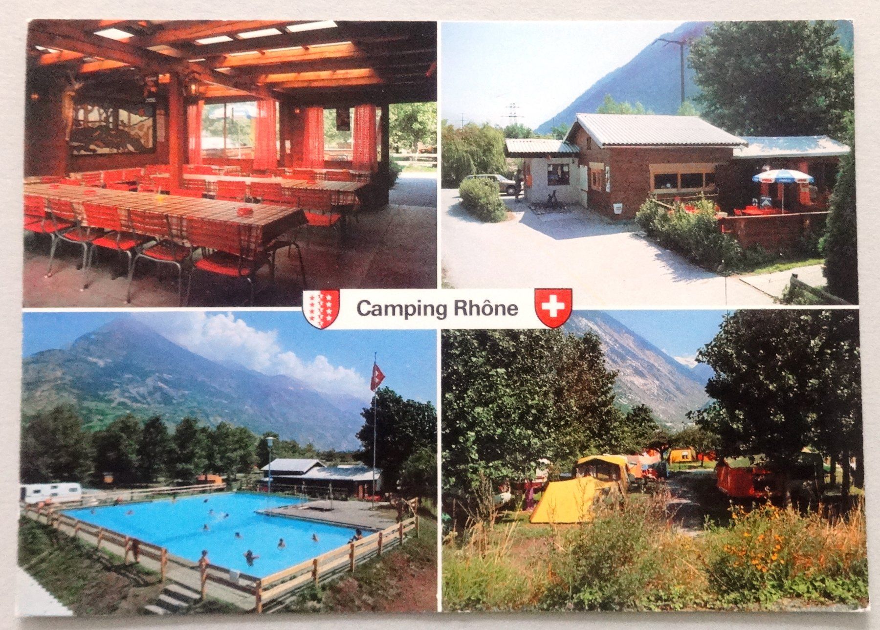 Cartoline postali: Camping Rhone, Gampel, Wallis – Difettoso da Fétigny venduto da Billy2miny