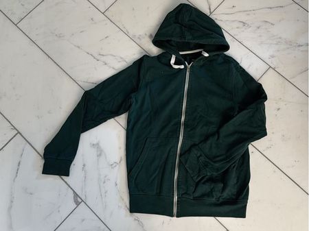 Dunkelgrüner Kapuzenpullover mit Reissverschluss Grösse L