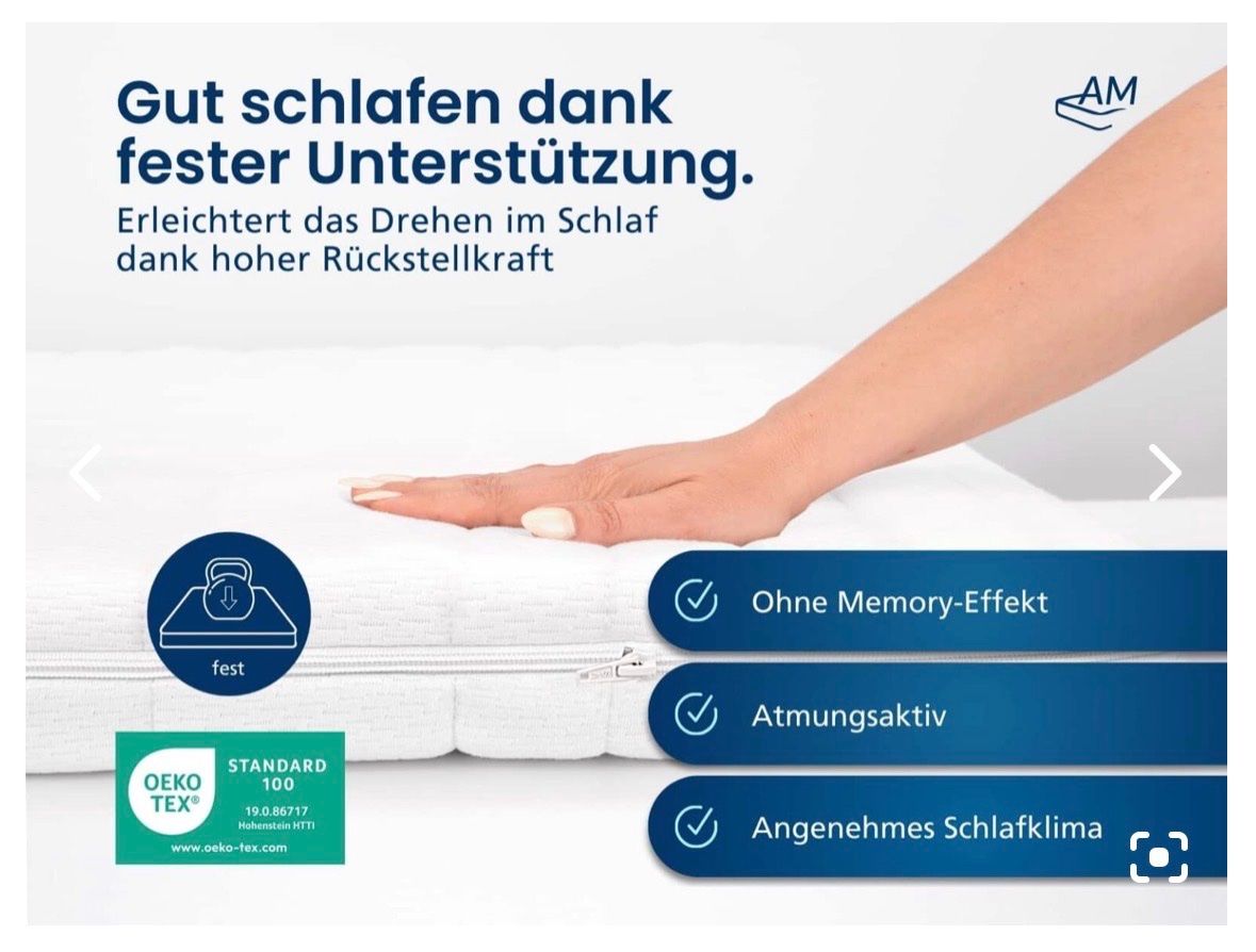 Matelas: Basic Komfortschaum Topper fest 200 x 210cm – Neuf (Voir description) à Andiast par blaettna 3