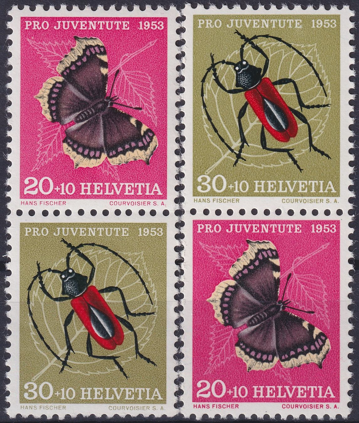 Tutti i francobolli: 1953, Z40+Z41 postfrisch ** Kat: 85.-+ – Usato da Sursee venduto da Luzernerraute