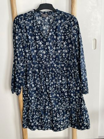 🍀🌺🍀Robe "Yessica" coton soyeux imprimé bleu L-XL, Neuf