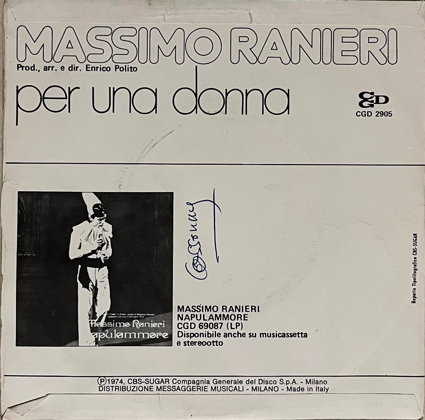 Vinyles: MASSIMO RANIERI - PER UNA DONNA – D'occasion à Bussigny par vinyl-pas-cher 1
