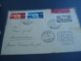 Sonderflugbrief 1938, St. Gallen-Zürich, Pro Aero, Zusatzfra