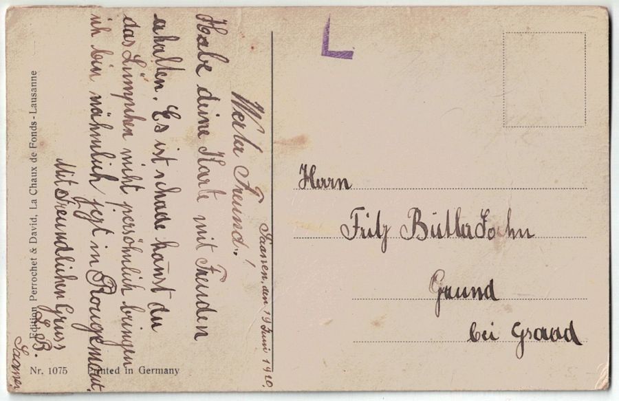 Cartoline postali: Bernerin MATERIALKARTE, datiert 1920 – Usato da Frauenfeld venduto da POML 1