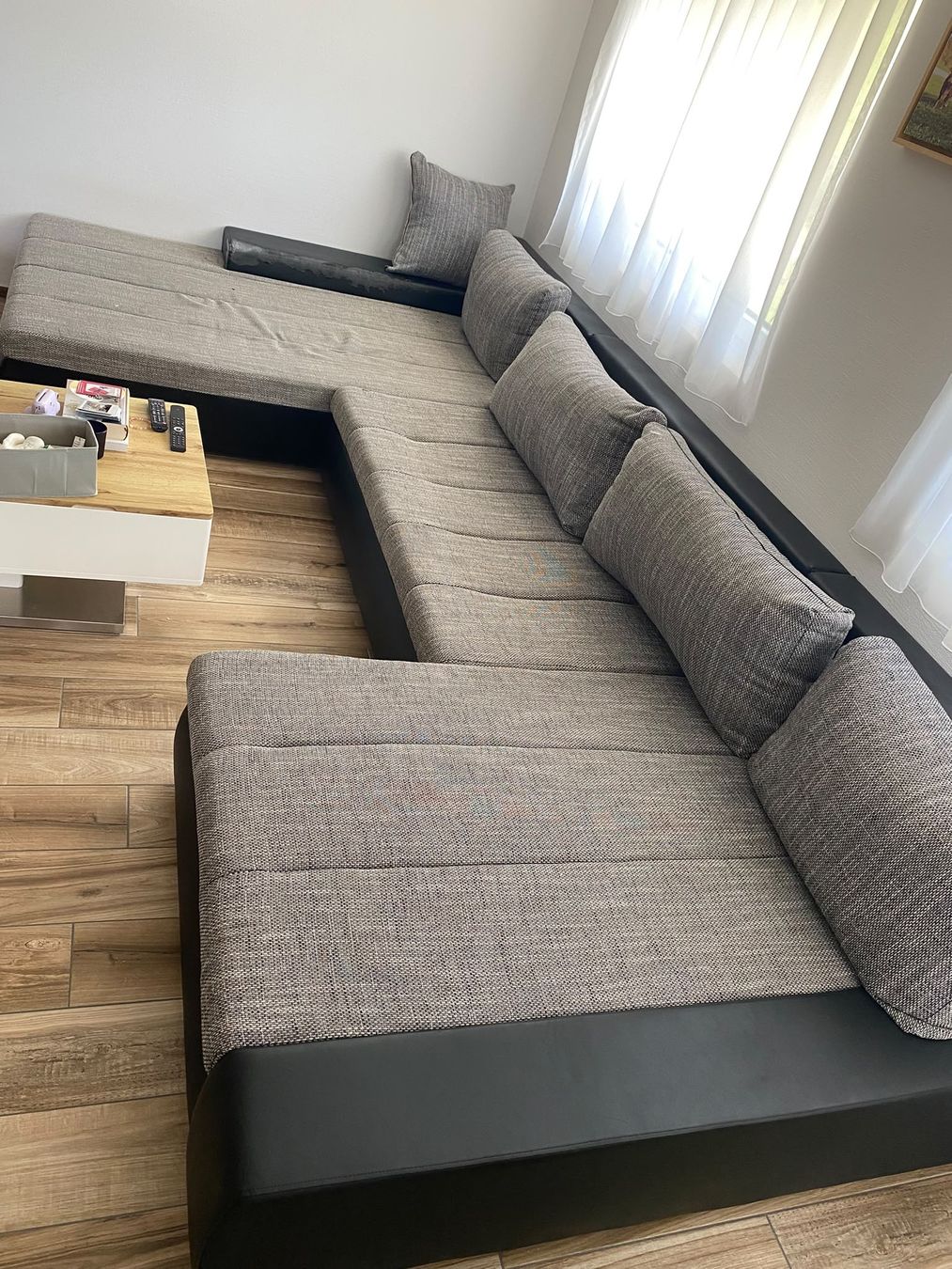Divani: Ecksofa grau schwarz Stoff Kunstleder – Usato da Sursee venduto da mikers96