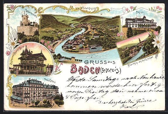 Ansichtskarten: Litho Baden, Restaurant Berna, Grand Hot – Gebraucht aus Berlin von bartko-reher