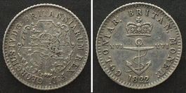 BRITISH WEST INDIES 1/16 Dollar 1822 GEORGE IV silver ANCHOR