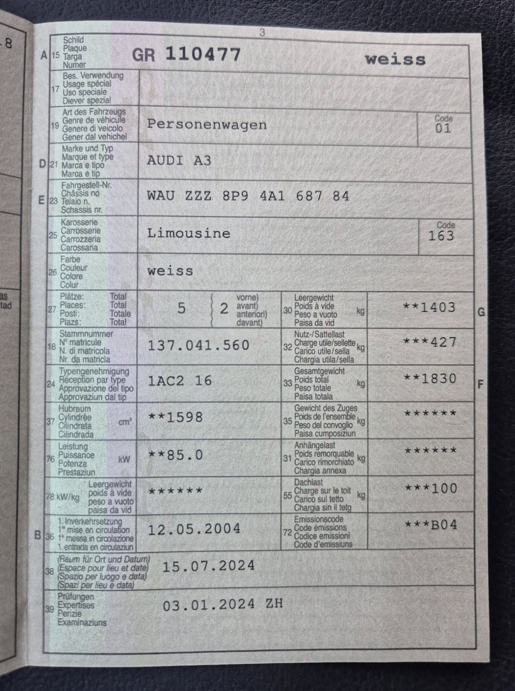 Audi Autos: Audi A3 1.6 Benzin – D'occasion à Arosa par sas_t6bj 5