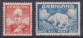 Grönlöand 1946: Freimarken Christian X. **