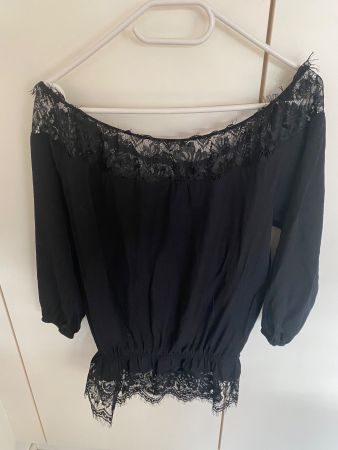 Schulterfreies Top Spitze schwarz Saint Tropez S