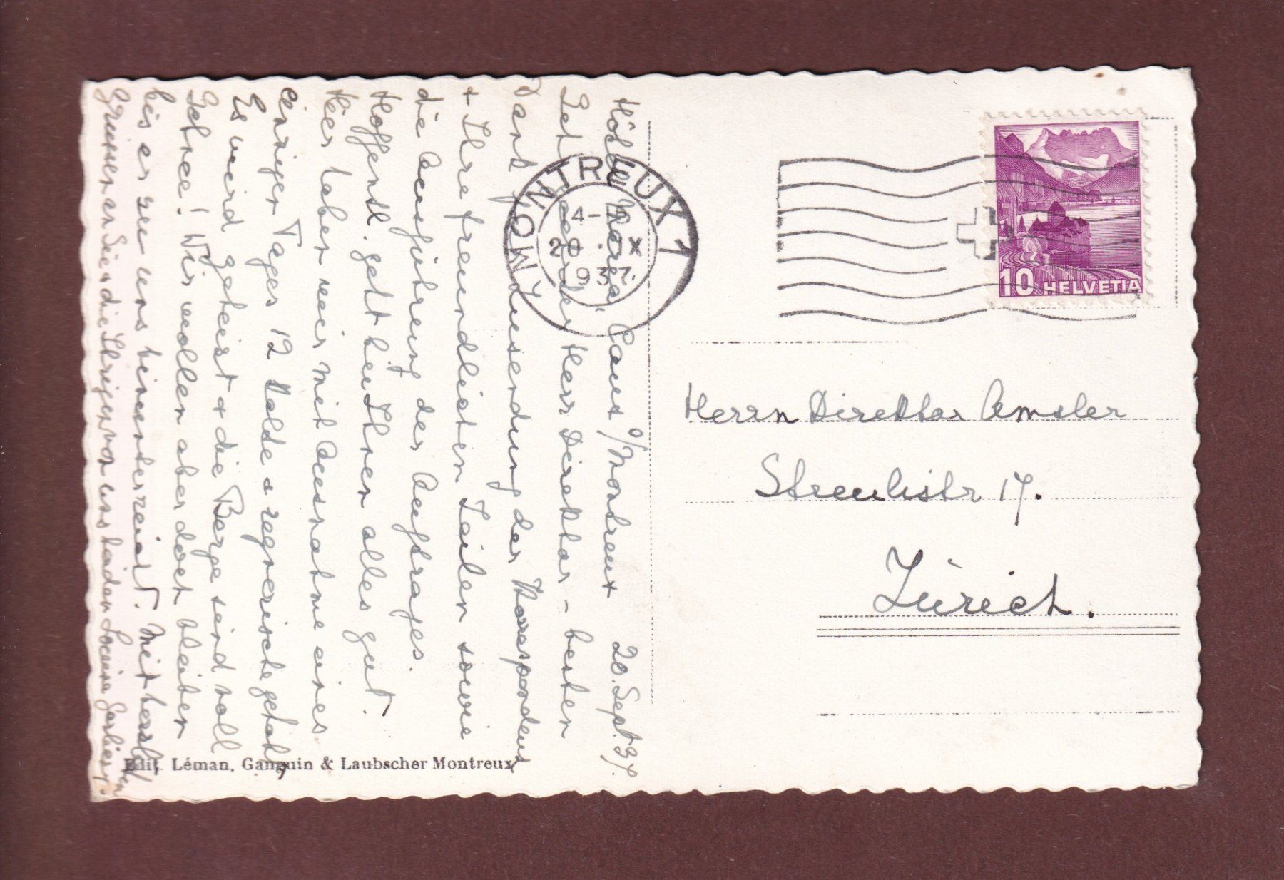 Ansichtskarten: CAUX - 1937 – Gebraucht aus Pully von nicecards-shop 1