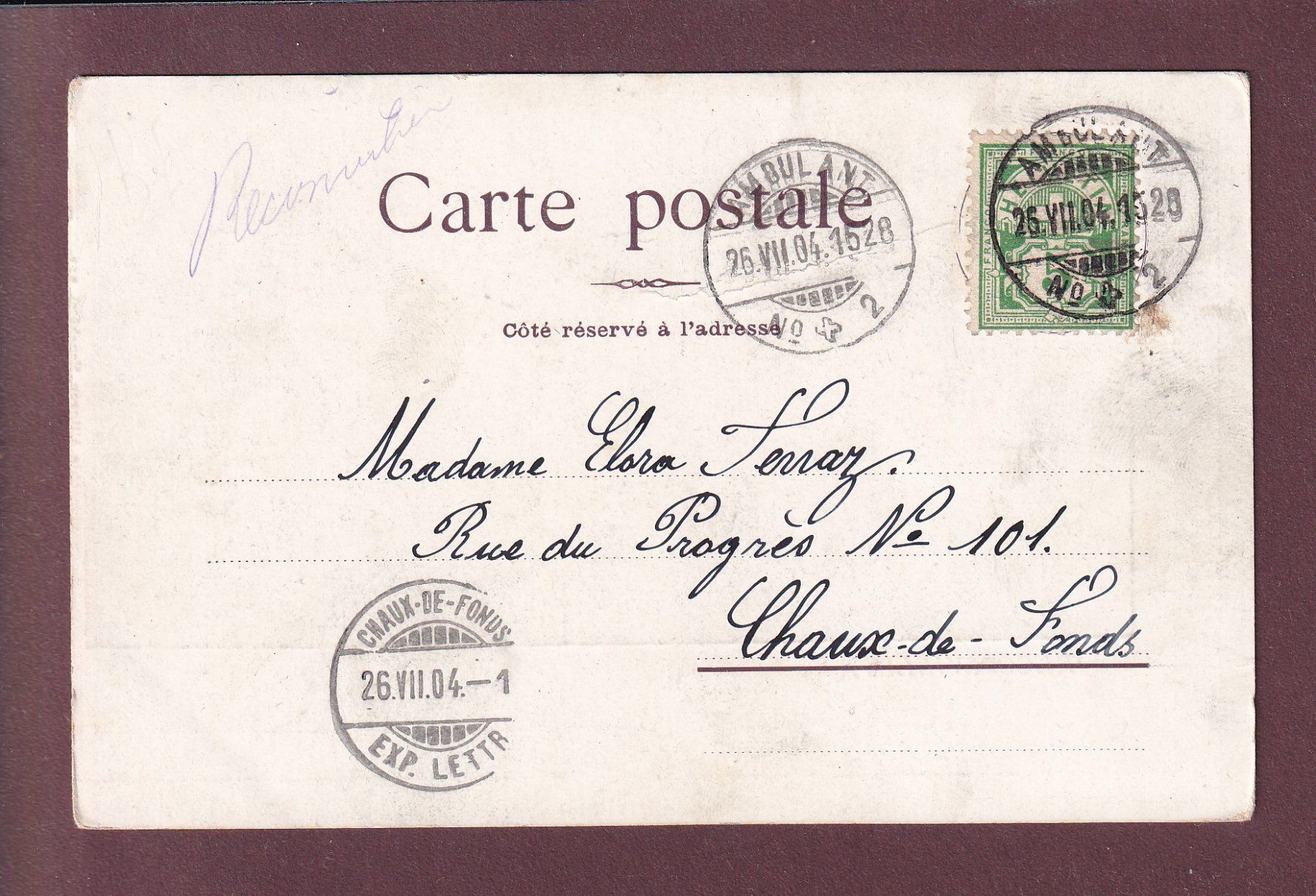Ansichtskarten: RECONVILIER - 1904 // pli // – Gebraucht aus Pully von nicecards 1