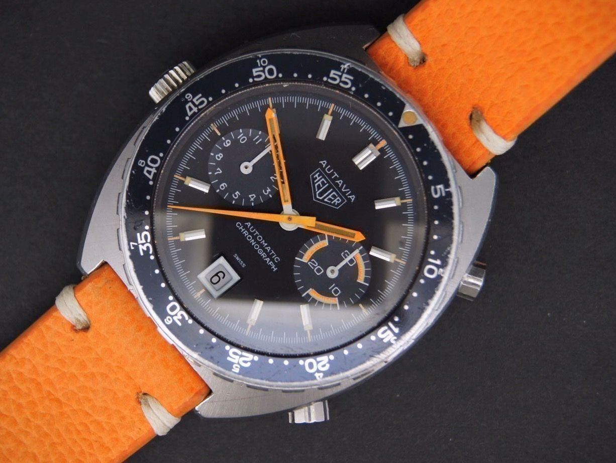 Tag Heuer Orologi: Heuer Autavia Orange Boy Chronograph – Usato da Morges venduto da 24time 2