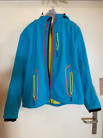 Softshelljacke von CMP, Gr. 46, blau, innen grün-gelb