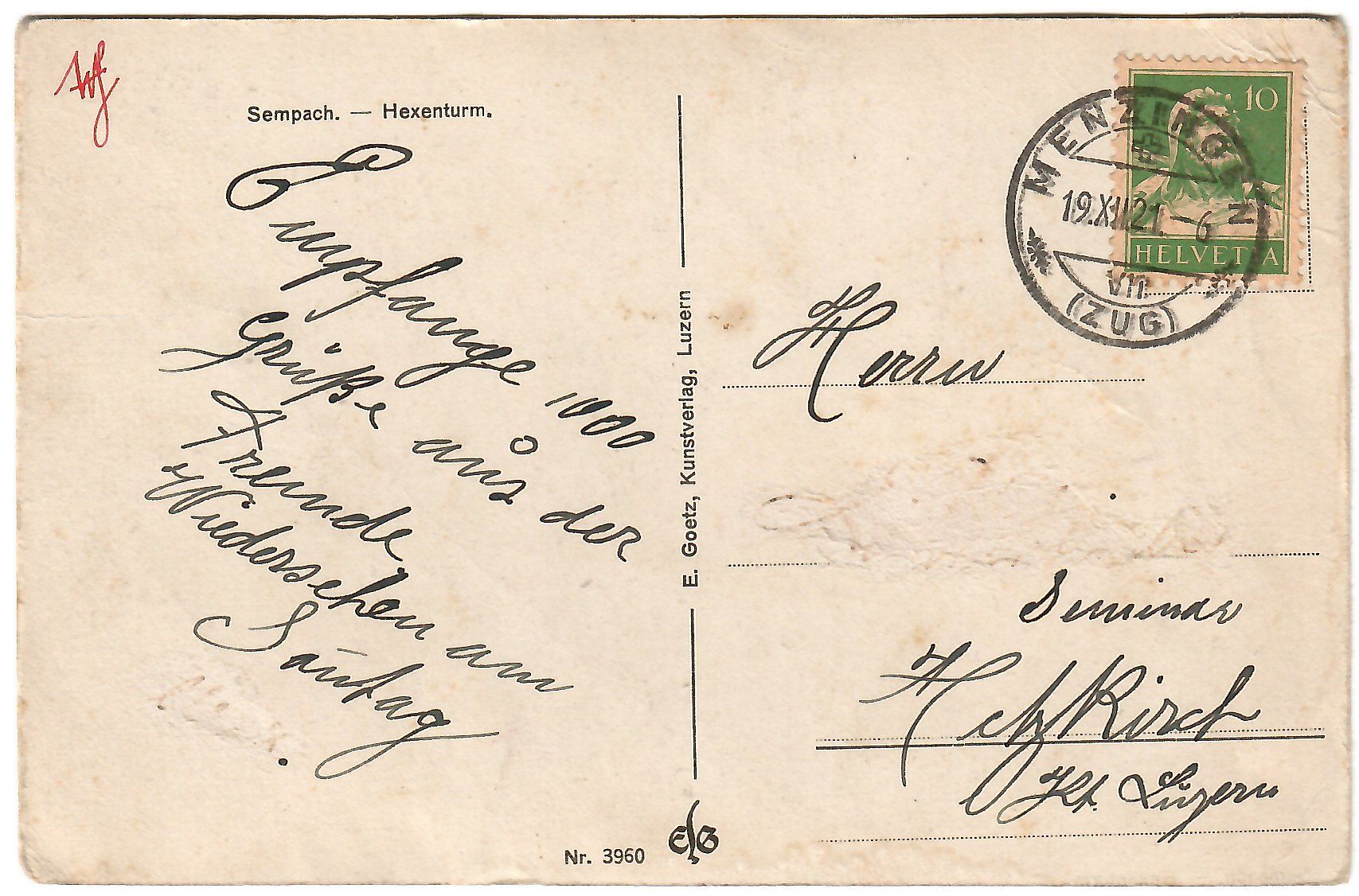 Cartoline postali: Ansichtskarte  Sempach - Hexenturm – Usato da Kerns venduto da etma3 1
