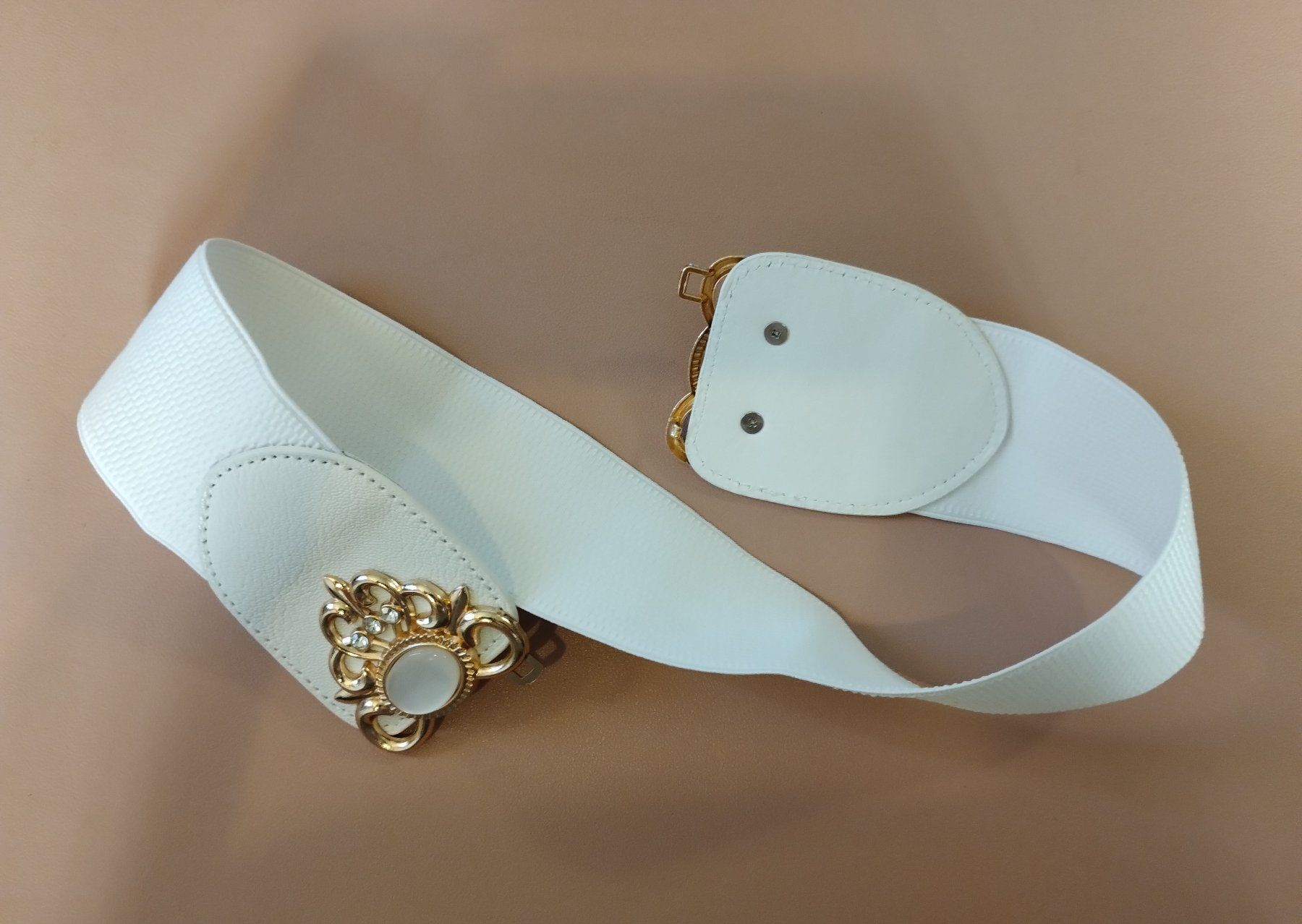 Cinture: Weisser elastischer Gürtel Retro-Stil - Ceinture élastique – Nuovo e nell'imballaggio originale da Lausanne venduto da FASHION-WORLD-SHOP 2