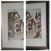 Originalradierung Pfalzgasse signiert 19x25 cm c 1920-40