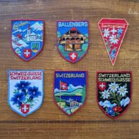 Sechs alte Aufnähwappen / maschinengestickt