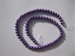 1 Strang Glasperlen Perlmutt 6mm, violett