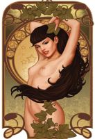 Blechschild-PINUP GIRL MIT EFEU
