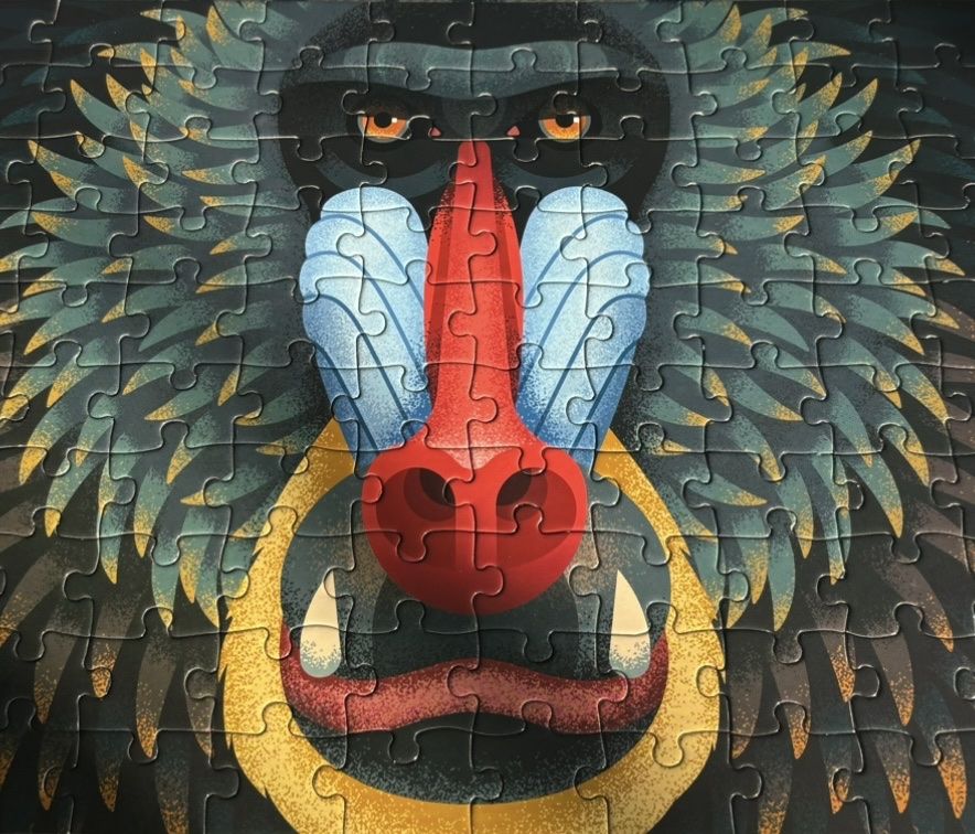 Puzzle: Printworks Puzzle 100 Teile Mandrill Affe Tier – Usato da Zürich venduto da wunderbox1