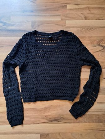Damen Strickpullover schwarz Grösse M feines Strickmuster