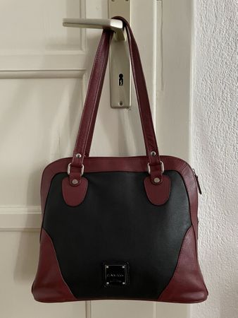 Sac à main en cuir Sinmark bordeaux et noir, parfait!