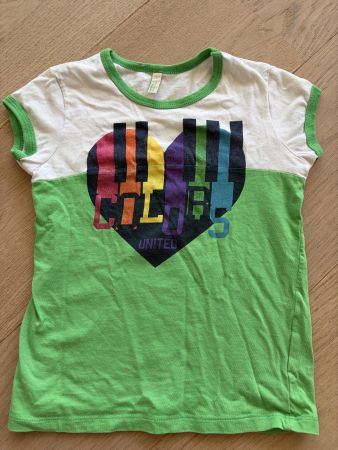 Benetton T-Shirt Kinder Gr. 104 grün weiss