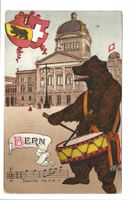 Bärenkarte - Bär als Trommler - Bundeshaus - Bern 1914