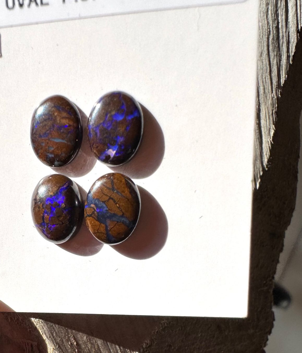 Fossili: Opale - 4 Stk Boulder Opal - Cabochons, BLAU!!!  TOP – Nuovo e nell'imballaggio originale da Leuggern venduto da gemshow 7