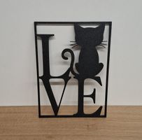 Deko-Objekt Katze LOVE neu, schwarz perl