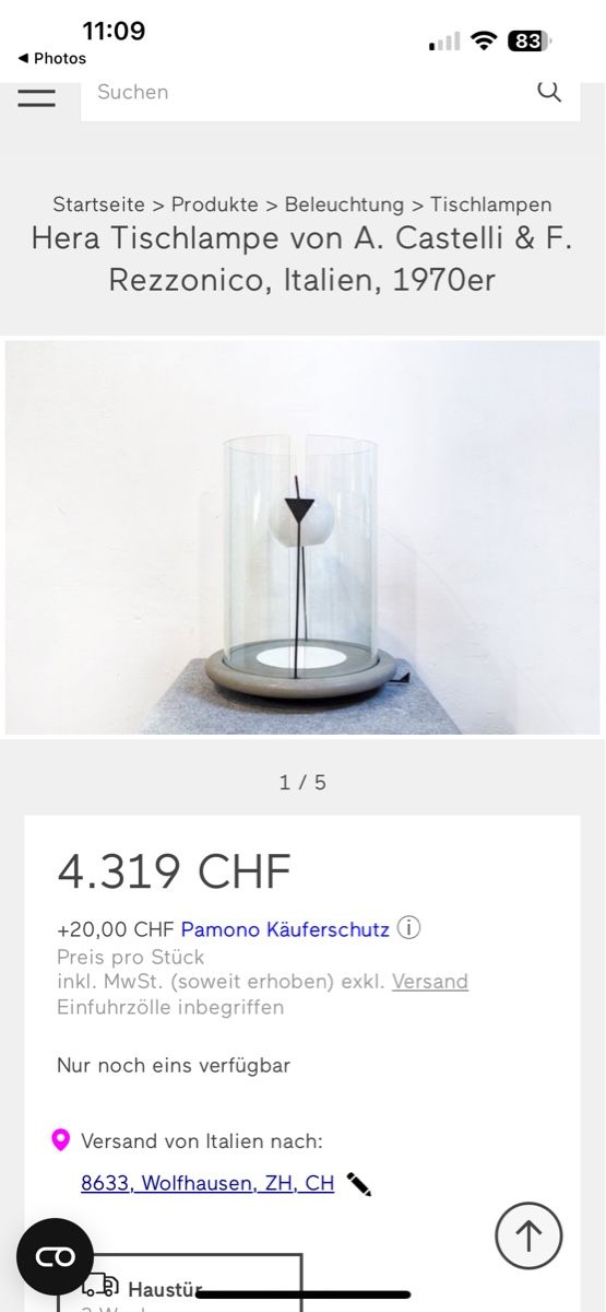 Lampen: Lampe de table Hera Castelli années 70 – Gebraucht aus Assens von Sitka55 3