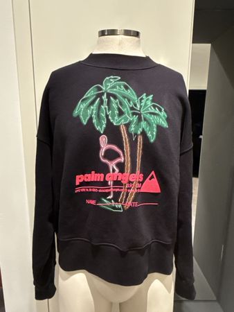 Palm Angels Sweatshirt Black Size S Cotton Neon Flamingo Gra