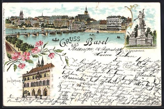 Ansichtskarten: Litho Basel, Das Rathaus, St. Jacobsdenk – Gebraucht aus Berlin von bartko-reher