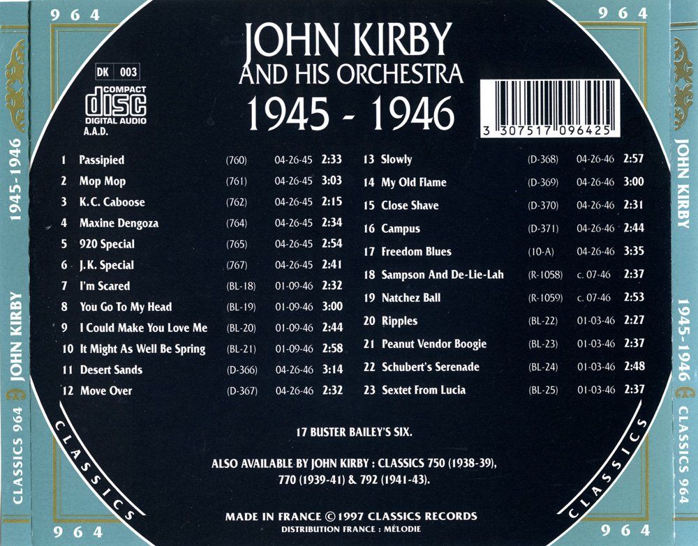CDs: Jazz-CD:  John Kirby 1945 - 1946  (Classics) – Gebraucht aus Hochfelden von mue_lhm9 1
