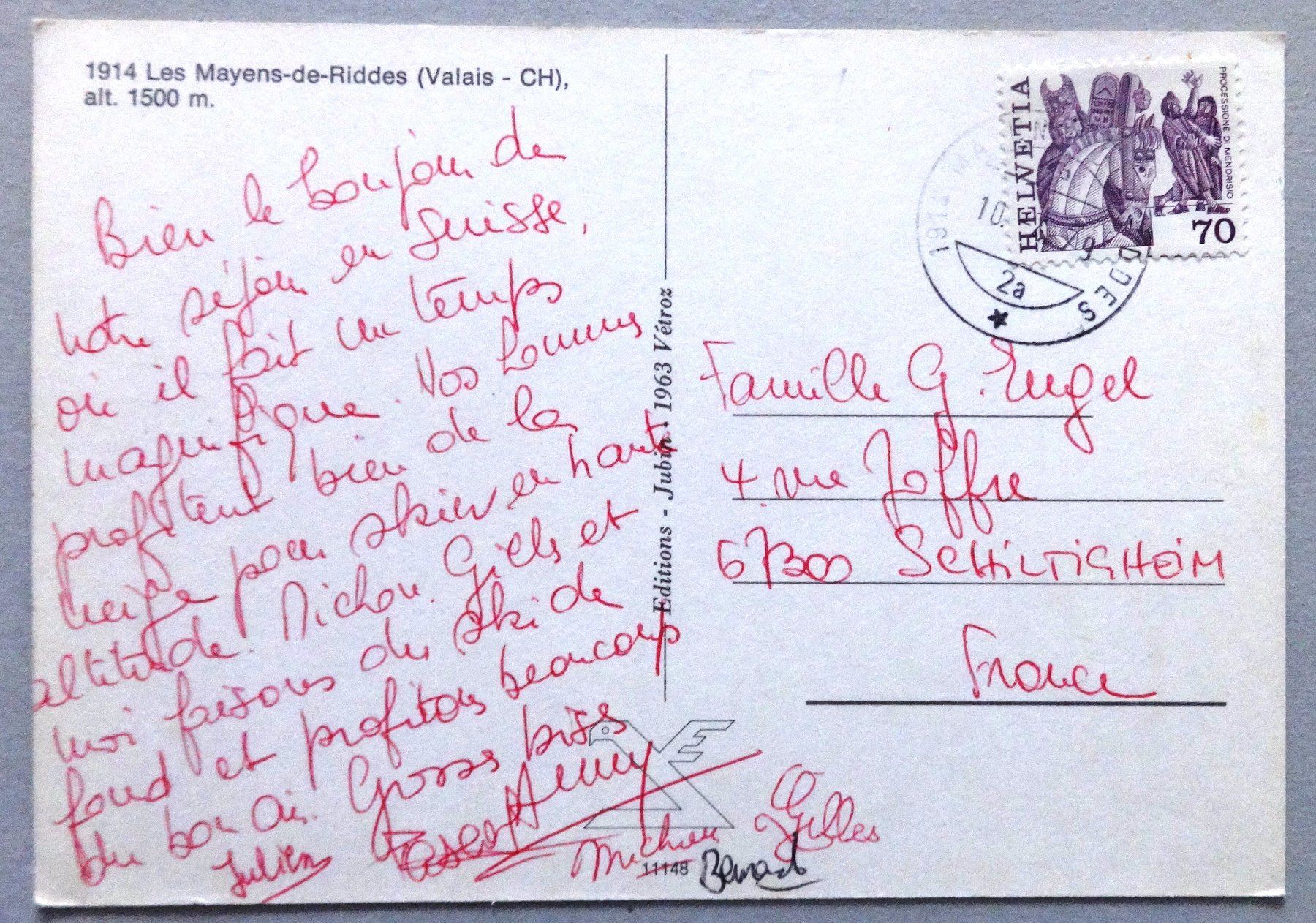 Cartes postales: Les Mayens-de-Riddes alt. 1500 m – D'occasion à Fétigny par Billy2miny 1