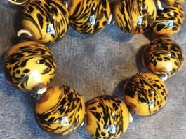 Vintage Gablonzer Glas Halskette Collier, Trendy Farb Kombi