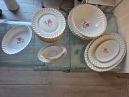 Assiettes,  plats, saucière porcelaine Limoges ancienne