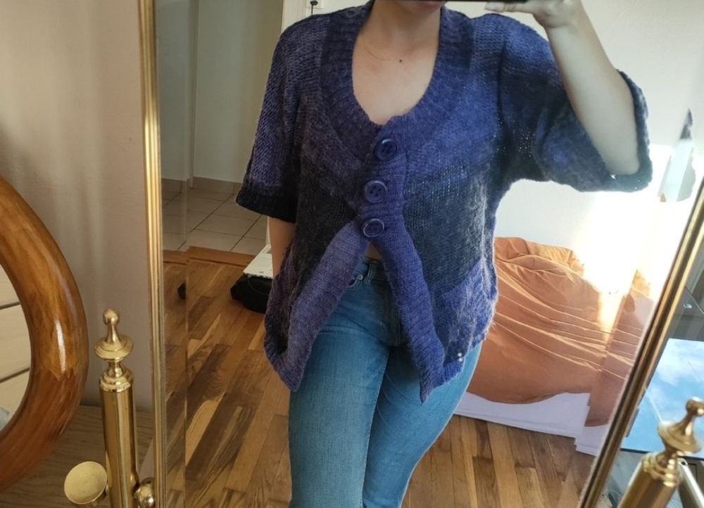 Gilet Vintage Noir 100% Laine - Marque Freda Taille 2 - Occasion Très Bon état