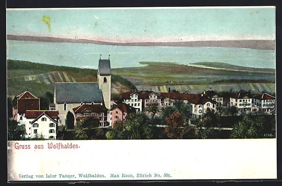Cartoline postali: Wolfhalden, Totalansicht mit Seeblick au – Usato da Berlin venduto da bartko-reher