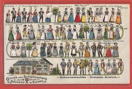 Gruss vom Schweizerland - Trachten - Prägekarte ca. 1910