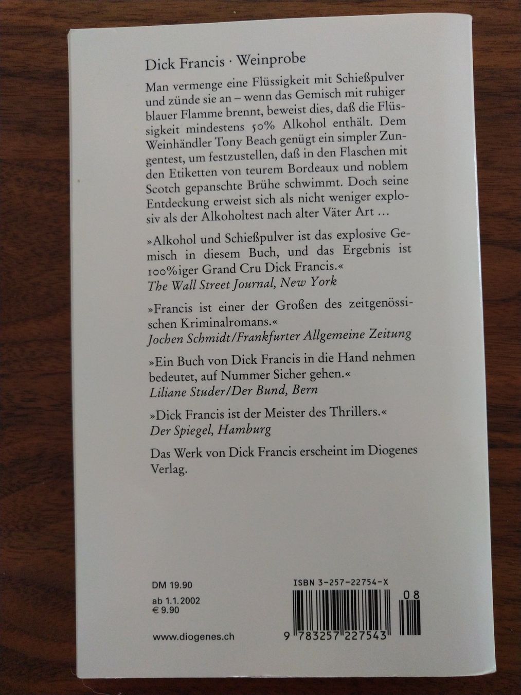 Libri: Dick Francis - Weinprobe – Usato da Bergdietikon venduto da Tanne_10 1