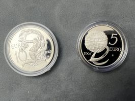 Silber 5€ & 10€ Set Italien 2003 Proof – Europa