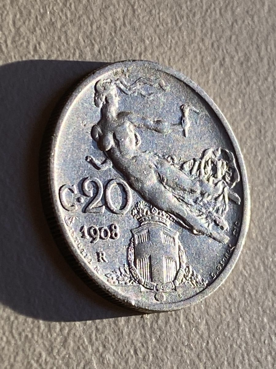 Tutti le monete: Italie - 20 centimes - 1908 – Usato da Payerne venduto da Mike1682